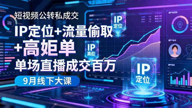 短视频公转私成交9月线下大课，IP定位+流量偷取+高客单，单场直播成交百万-旺仔资源库