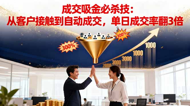 吸金成交营销必杀技：从客户接触到自动成交，单日成交率翻3倍-旺仔资源库