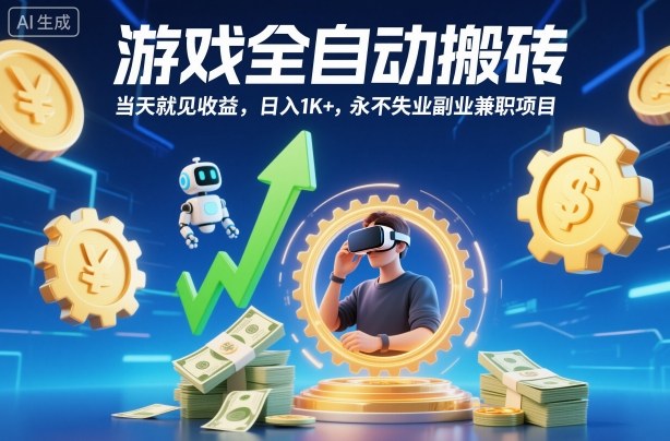 游戏全自动搬砖，当天就见收益，日入1K+，永不失业副业兼职项目【揭秘】-旺仔资源库